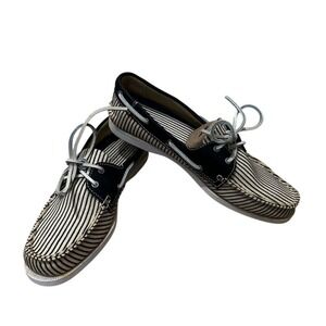 Bass Boat Shoes Striped Canvas Loafers‎ Comfort Casual Women's 9M